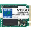 GLOBAL MEMORY Unità SSD M.2 2230 PCIe Gen3 x4 NVMe da 512 GB per Microsoft Surface 3/4 / Pro (X, 7+, 8, 9) / GO / Steam Deck