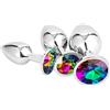 Belmalia 3x Plug Anale Metallo | Butt Plug Cristallo Rainbow | Puro Piacere in 3 Taglie per Donna, Coppia, Uomo | Giocattoli Anali Colorato