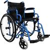 MedicalPharm Medical harm Sedia a Rotelle Pieghevole Leggera ad Autospinta,Carrozzina Per Disabili ed Anziani con Braccioli e Poggiapiedi Estraibili,Cintura di Sicurezza, Qualità Certificata, Blue