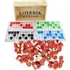 BLUECHOLON Gioco Bingo Lotteria Tradizionale, 48 Cartoni, 90 Schede Numerate a 2 Facce, Scatola di Legno per Salvare.