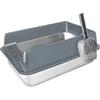 Homewell Lettiera aperta XXL in acciaio inox, grande lettiera per gatti e gattini, con paletta, facile da pulire, protezione dagli schizzi, design aperto, nero/grigio (grigio, S 50 x 35 x 24 cm)
