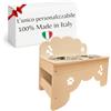 MINDWOOD Porta Ciotole Personalizzato Rialzato per Cani e Gatti con 2 Ciotole in Acciaio Inox, Taglie da Toy a Maxi, in Legno Naturale, Design Elegante Made in Italy (Avorio, Piccola)