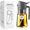 YARRAMATE Bottiglia dispenser per olio d'oliva per cucina, spruzzatore 2 in 1 per cucinare, 470 ml, bottiglia spray in vetro con versatore, nebulizzatore per olio alimentare (05_Grigio)