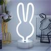JEMESI Luce al neon a coniglio, luce notturna a LED bianca, batteria/USB, luci al neon per camera da letto, luci notturne per camere, feste, matrimoni, compleanni
