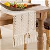 Serento Runner da Tavola Bohémien in Lino di Cotone con Nappe Runner Beige 30x140cm Rustico Agriturismo per la Cucina della Boemia Tavolo da Pranzo