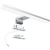 Aogled Led Specchio Luce Bagno 30 cm 5W 500LM 230V Bianco Neutro 4000K, Acciaio Inox Slim Luce Specchio Bagno, Piastra di Fissaggio su Specchio/Armadio/Parete Illuminazione 300mm