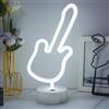 JEMESI Insegna al neon a forma di chitarra, luce al neon a LED bianca con base di supporto, luce notturna per camera da letto, alimentata a batteria/USB, per feste, matrimoni, compleanni, festival