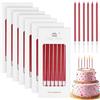 Annickee 42 Pezzi Candele Compleanno, Candeline Lunghe e Sottili, Supporti per Candele, Decorazioni Torta (Rosso)