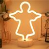 JEMESI Lampada a Neon con Angelo, Luce Notturna per Camera da Letto - Neon Angeli LED a Luce Calda, Batteria/USB, per Casa, Compleanno, Bar, Regali per Feste