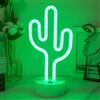 JEMESI Insegna al neon a forma di cactus, luce notturna per camera da letto, lampada da tavolo al neon, batteria USB, doppio uso con base, decorazione da tavolo, ottimo regalo per la famiglia, compleanno