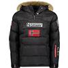 Geographical Norway - Parka con passamontagna caldo, da uomo, impermeabile, con cappuccio in pelliccia spessa, per esterni, giacca calda da vento, invernale, fodera esterna da uomo (Nero, L)