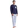 ADMAS Pigiama classico a maniche lunghe Stripest da uomo, Marino, XL