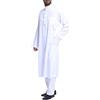 Generic Abito islamico da uomo per uomo musulmano caftano arabo vestito pantaloni abbigliamento uomo Dubai arabo caftano abbigliamento uomo afghan pakistani indiano shalwar kameez tuta, T bianco., XXL