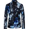 Sanykongy Blazer Floreale da Uomo Abito con Stampa Vintage Abito Slim Fit in Lino con Giacca Sottile Abiti da Sposa per Feste X37 M