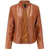 HAXNOHEY Giacca Motociclista Donna con Cerniera Giubbotto di Pelle Corta Giubbino Similpelle Curvy Giacca Ecopelle Donna Slim Fit Outerwear Prumavera Autunno