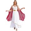 Yruioon Costume da dea greca da donna abito bianco greco antico romana costume Halloween Carnevale festa a tema, rosso vivo, M
