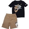 NIKE 3Brand Completo T-Shirt e Shorts da Ragazzi Icon Duo Big Logo Nero Taglia S (128-137 CM) Codice 9Q0615-023
