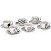 Tognana Graphic Set 6 Tazzine caffè con piattino Coordinato, 80 CC, Altezza 6 cm, Cubic_Centimeters, New Bone China, Bianco