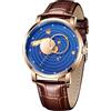 FORSINING Orologio da uomo Moda Analogico Al Quarzo In Pelle Orologio Da Polso Sistema Solare Dial Design Impermeabile Casual Business Dress Mens Orologi (Blu oro)