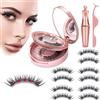 wintfarm Set di ciglia magnetiche finte (5 paia) con eyeliner, ciglia magnetiche, ciglia finte artificiali, effetto magnetico, naturale, specchio riutilizzabile gratuito (5 paia)