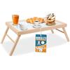 Akitaink Vassoio per Colazione a Letto, Tavolino da Letto Pieghevole, Vassoio da Poltrona, Colazione, Pieghevole in Legno Faggio, Gambe Ripiegabili, 33 x 50 x 21.5h cm