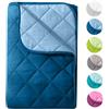 wometo Piumone estivo in microfibra 135 x 200 OekoTex - bianco lavabile a 95° letto leggero per campeggio e giorni caldi I senza rivestimento utilizzabile I Microfibra, Trapunta estiva blu