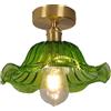 TOKTOP Lampada da Soffitto in Vetro, Vintage Creatività Fiore Plafoniera, E27 Verde Illuminazione a Soffitto, Lampadario a Sospensione Per Soggiorno Sala da Pranzo Camera