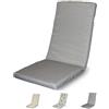 Tomaino - Cuscino Per Sedia a Sdraio Da Esterno, Schienale Alto 120x50x6 h cm - Sfoderabile, Lavabile in Lavatrice, Con Elastici e Lacci - Cotone (1, Grigio)