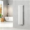 EMKE Radiatore piccolo 900 x 240 mm, ovale a pannello, attacco centrale, verticale, design, radiatore tubolare, doppio strato, bianco, 373 Watt