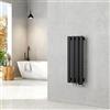 EMKE Radiatore piccolo 600 x 240 mm, ovale a pannello, attacco centrale, verticale, design, radiatore tubolare, monostrato, nero, 177 Watt