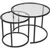 Hanah Home Stylish Coffee Table Set (2 pezzi), nero e trasparente, 100% vetro temperato, telaio in metallo, dimensioni: 42 x 39 x 42 cm, dimensioni: 60 x 43 x 60 cm, design moderno per la sala da vita