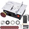 ESTVIIG Mini sega circolare da tavolo con 4 lame e disco per lucidatura, alimentatore a 7 marce, regolabile Table Saw, 96 W, sega circolare da tavolo portatile, 0,1 - 15 mm, altezza regolabile e linguetta di