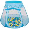Selonis Tenda 105X90cm/100 Palline Castello Con Palline Colorate Per Bambini, Blu:Turchese/Blu/Giallo/Trasparente