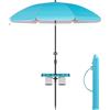 SONGMICS Ombrellone 200 cm di Diametro, Ombrellone da Spiaggia, Protezione Solare UPF 50+, Inclinabile 30°, Altezza Regolabile, con Ripiano e Gancio, per Giardino, Senza Base, Blu GPU0082Q01