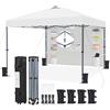 Yaheetech Gazebo Pieghevole 2,5 x 2,5 M da Giardino a Una Spinta con 1 Parete Laterale Stabile 9 Tasche Portaoggetti Tenda Esterno Pop up Altezza Regolabile Impermeabile per Festa Eventi Bianco