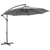 Outsunny Ombrellone da Giardino Ø3x2.5 m con Base a Croce, Prese d'Aria e Manovella, Ombrellone Decentrato Inclinabile e Girevole in Acciaio e Poliestere, Protezione UV, per Terrazza e Balcone, Grigio