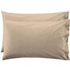 LARA MORADA - Coppia Federe Cuscino Letto, con GUANCIALE, Tinta Unita, 100% Cotone, Made in Italy, 52X82cm + Pattina Beige