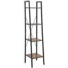 EUGAD Scaffale a Scala Angolare Libreria Scaletta con 4 Ripiani Mobile Organizzatore Portaoggetti Multiuso per Soggiorno Cucina Portafiore Design Industriale Legno scuro