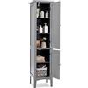 LIFEZEAL Colonna Bagno Salvaspazio con 2 Ante, Mobiletto Multiuso, Dispensa Cucina Mobile Alto e Stretto, 37x37x160cm, Armadio Angolare a 5 Rapiani con Dispositivo Anti-Ribaltamento (grigio)