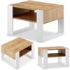 defiPad® Tavolino da salotto con spazio di archiviazione, moderno tavolo da soggiorno in rovere | 65 cm di larghezza | tavolo da caffè massiccio e stabile | tavolino da caffè | (bianco + quercia)