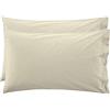 LARA MORADA - Coppia Federe Cuscino Letto, con GUANCIALE, Tinta Unita, 100% Cotone, Made in Italy, 52X82cm + Pattina Panna