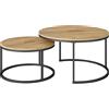 Soayone Tavolino rotondo in legno, tavolo da salotto per divano, tavolino da caffè moderno, tavolino da caffè in rovere, Coffee Table Living Room, 80 x 80 cm e 60 x 60 cm
