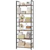 eSituro Scaffale Libreria Portaoggetti in Acciaio Scaffale Vintage Industriale a 6 Ripiani Scaffalatura Multifunzionale per Cucina Soggiorno Legno vintage SSTR0057