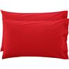 LARA MORADA - Coppia Federe Cuscino Letto, con GUANCIALE, Tinta Unita, 100% Cotone, Made in Italy, 52X82cm + Pattina Rosso