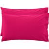 LARA MORADA - Coppia Federe Cuscino Letto, con GUANCIALE, Tinta Unita, 100% Cotone, Made in Italy, 52X82cm + Pattina Fuxia
