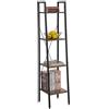 eSituro Scaffale Libreria a Scala Scaffale Porta oggetti in Acciaio Legno 4 Ripiani Design Industriale Scaffalatura Multifunzionale per Cucina Soggiorno Nero+Noce SSTR0054