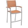 METRO Professional Sgabello da Esterno con Braccioli Lynx, Alluminio/Legno di Eucalipto, Sedia Impilabile, Ideale per Ristorante e Giardino, Marrone/Argento
