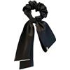 Tomotato Nastro per capelli con fiocchi di raso setoso per donne, fiocchi per capelli elastici fermaglio per coda di cavallo in raso elegante con code lunghe per ragazze e donne (Nero)