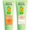 Garnier Fructis Lisci Cheratina Set Balsamo 200ml + Shampoo 200ml Trattamento Lisciante per Capelli Crespi Secchi e Spenti con Olio d'Argan Formula Vegana - Set da 2