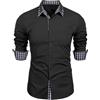 crazy bean Camicia da Uomo a Maniche Lunghe Camicia Manica Lunga Slim Fit Camicia Classico Elegante Camicia per Business Formal M-3XL(Grigio,XXXL)